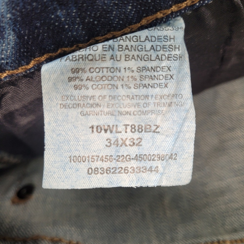 Wrangler Mens Slim Straight Blue Jeans 34x32 Medium Wash Denim Pants - Picture 3 of 8